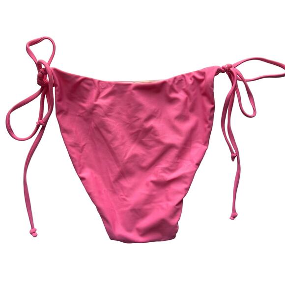 J. Crew Curved-Waist Cheeky Beaded String Bikini Bottom Pink M Medium New - Picture 5 of 7